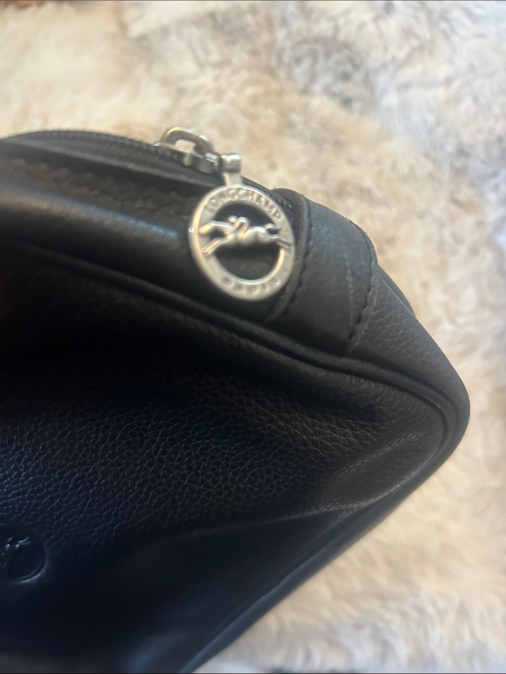 Vintage Longchamp black leather Le Foulonne 80’s-90’s clutch bag - Picture 10 of 11